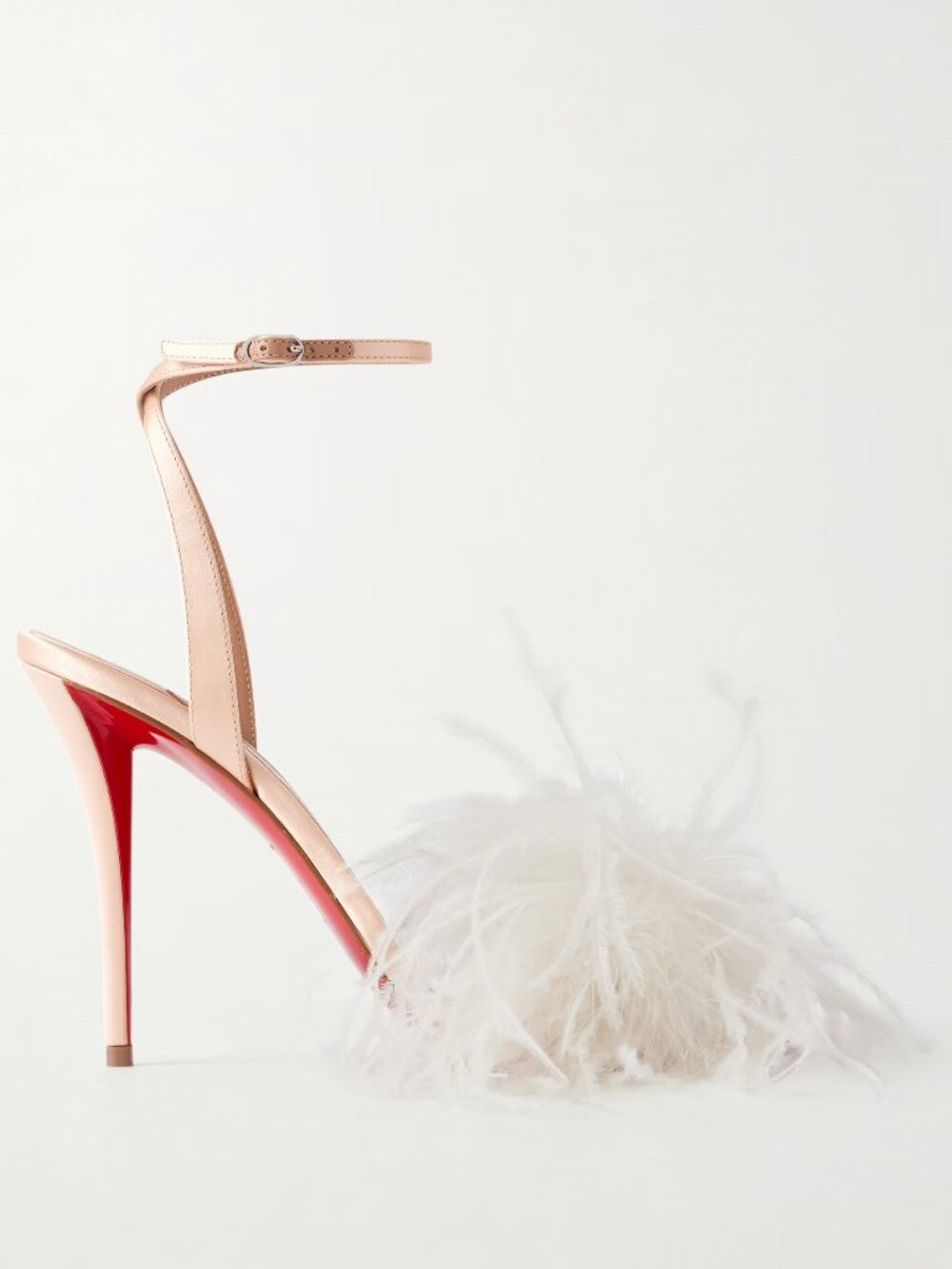 Christian Louboutin MISS Z POUPI 100 Feather Ankle Strap Heels Sandals